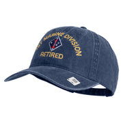 1st Marine Division Retired Embroidered Washed Solid Pigment Dyed Cotton Twill Brass Buckle Cap - Navy OSFM