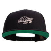 Turtle Swimming Embroidered Wool Blend Prostyle Snapback - Black OSFM