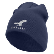 Made in USA Eagle Airborne Embroidered 8 Inch Short Beanie - Navy OSFM