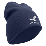 Made in USA Eagle Airborne Embroidered 8 Inch Short Beanie - Navy OSFM