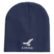 Made in USA Eagle Airborne Embroidered 8 Inch Short Beanie - Navy OSFM