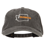 Washington with Map Outline Embroidered Washed Cotton Twill Cap