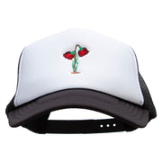 Red Roses Embroidered Foam Panel Mesh Snapback - Black-White OSFM