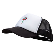 Red Roses Embroidered Foam Panel Mesh Snapback - Black-White OSFM