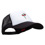 Red Roses Embroidered Foam Panel Mesh Snapback - Black-White OSFM