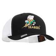 Licensed US Navy Seabees Embroidered Contrast Trucker Cap - Black-White OSFM