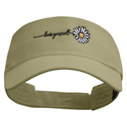 Love Your Self Daisy Embroidered Cotton Twill Sun Visor - Khaki OSFM