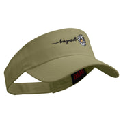 Love Your Self Daisy Embroidered Cotton Twill Sun Visor - Khaki OSFM