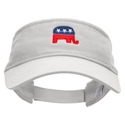 Mini Republican Elephant Embroidered Pro Style Cotton Twill Washed Visor