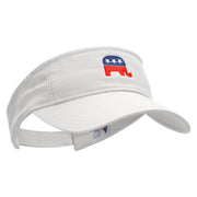 Mini Republican Elephant Embroidered Pro Style Cotton Twill Washed Visor