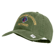 1st Marine Division Retired Embroidered Washed Solid Pigment Dyed Cotton Twill Brass Buckle Cap - Olive OSFM