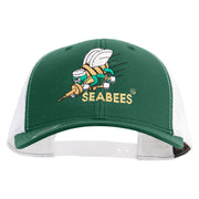 Licensed US Navy Seabees Embroidered Contrast Trucker Cap - Evergreen-White OSFM