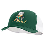 Licensed US Navy Seabees Embroidered Contrast Trucker Cap - Evergreen-White OSFM