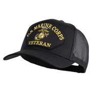 U.S. Marine Corps Veteran Black Patched Solid Cotton Twill Mesh Prostyle Cap - Black OSFM