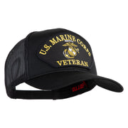 U.S. Marine Corps Veteran Black Patched Solid Cotton Twill Mesh Prostyle Cap - Black OSFM