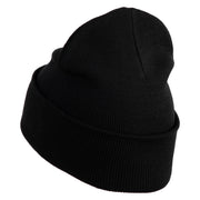 Yellow Awareness Embroidered Patched 12 Inch Long Knitted Beanie - Black OSFM