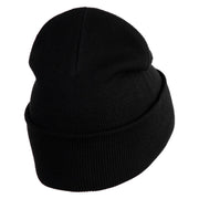 Yellow Awareness Embroidered Patched 12 Inch Long Knitted Beanie - Black OSFM