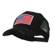 6 Panel Mesh American Flag White Patch Cap