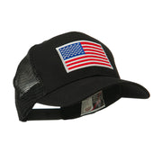 6 Panel Mesh American Flag White Patch Cap