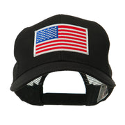 6 Panel Mesh American Flag White Patch Cap