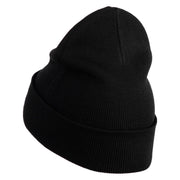 Smiling Bumble Bee Insect iron on Patched 12 Inch Long Knitted Beanie - Black OSFM