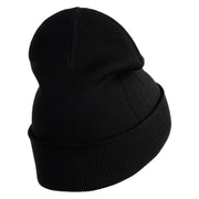 Smiling Bumble Bee Insect iron on Patched 12 Inch Long Knitted Beanie - Black OSFM