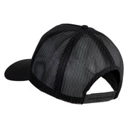 Silver USA Flag Never Forget Blue Red Line Patched Solid Cotton Twill 5 panel Mesh Back Cap - Black OSFM
