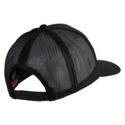 Silver USA Flag Never Forget Blue Red Line Patched Solid Cotton Twill 5 panel Mesh Back Cap - Black OSFM