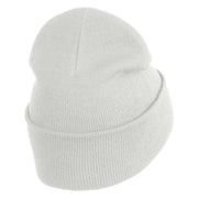 Yellow Awareness Embroidered Patched 12 Inch Long Knitted Beanie - White OSFM