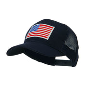 6 Panel Mesh American Flag White Patch Cap