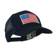 6 Panel Mesh American Flag White Patch Cap