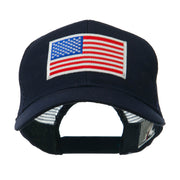 6 Panel Mesh American Flag White Patch Cap