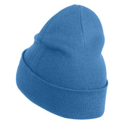 Smiling Bumble Bee Insect iron on Patched 12 Inch Long Knitted Beanie - Sky Blue OSFM