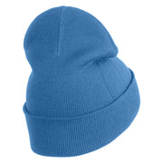 Smiling Bumble Bee Insect iron on Patched 12 Inch Long Knitted Beanie - Sky Blue OSFM