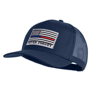 Silver USA Flag Never Forget Blue Red Line Patched Solid Cotton Twill 5 panel Mesh Back Cap - Navy OSFM