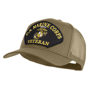 U.S. Marine Corps Veteran Black Patched Solid Cotton Twill Mesh Prostyle Cap - Khaki OSFM