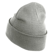 Yellow Awareness Embroidered Patched 12 Inch Long Knitted Beanie - Heather Grey OSFM