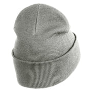 Yellow Awareness Embroidered Patched 12 Inch Long Knitted Beanie - Heather Grey OSFM