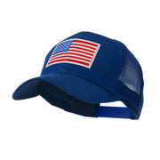 6 Panel Mesh American Flag White Patch Cap