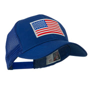 6 Panel Mesh American Flag White Patch Cap