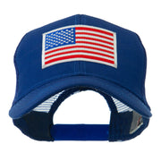 6 Panel Mesh American Flag White Patch Cap