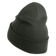 Smiling Bumble Bee Insect iron on Patched 12 Inch Long Knitted Beanie - Dark Grey OSFM