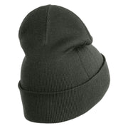 Smiling Bumble Bee Insect iron on Patched 12 Inch Long Knitted Beanie - Dark Grey OSFM