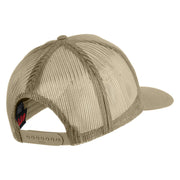 Silver USA Flag Never Forget Blue Red Line Patched Solid Cotton Twill 5 panel Mesh Back Cap - Khaki OSFM