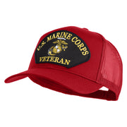 U.S. Marine Corps Veteran Black Patched Solid Cotton Twill Mesh Prostyle Cap - Red OSFM
