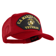 U.S. Marine Corps Veteran Black Patched Solid Cotton Twill Mesh Prostyle Cap - Red OSFM