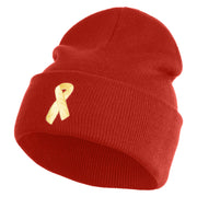 Yellow Awareness Embroidered Patched 12 Inch Long Knitted Beanie - Rust OSFM