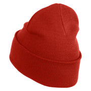Yellow Awareness Embroidered Patched 12 Inch Long Knitted Beanie - Rust OSFM