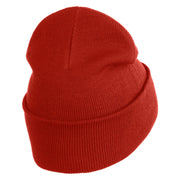 Yellow Awareness Embroidered Patched 12 Inch Long Knitted Beanie - Rust OSFM