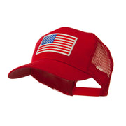 6 Panel Mesh American Flag White Patch Cap